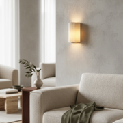 Lampe murale festonnée Duova - Laiton antique avec tissu en lin, adaptée pour salon et chambre à coucher