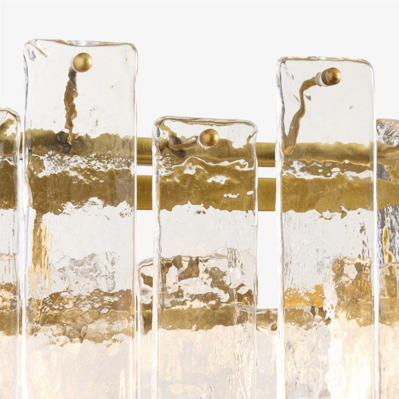 Lámpara de araña redonda Lumvey – Marco de metal inspirado en vidrio vintage en niveles para comedor y vestíbulo