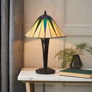 TF Dark Star Tiffany Style Geometric Shade Table Lamp for Bedroom and Accent Lighting