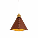 Cargar imagen en el visor de la Galería, Vintage leather pendant light on white background
