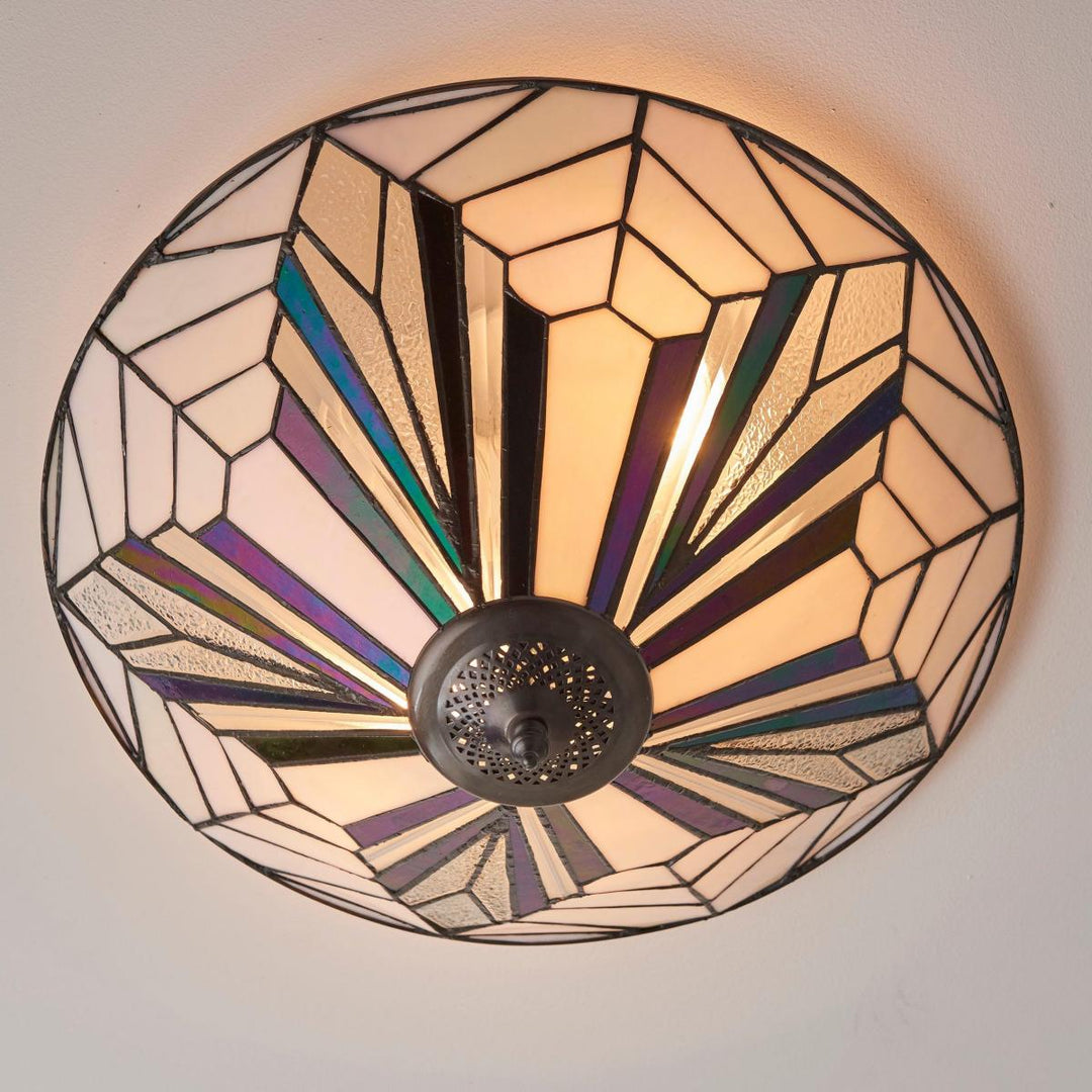 TF Astoria Moderne Deco Opbouw Plafondlamp met Gestructureerd Glas – Elegante Verlichtingsarmatuur voor Thuis