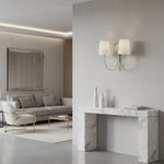 Cargar imagen en el visor de la galería, Aplique de Pared Doble Moderno Roven con Brazos Curvos y Pantallas de Tela – Iluminación de Acento Clásica para Dormitorio