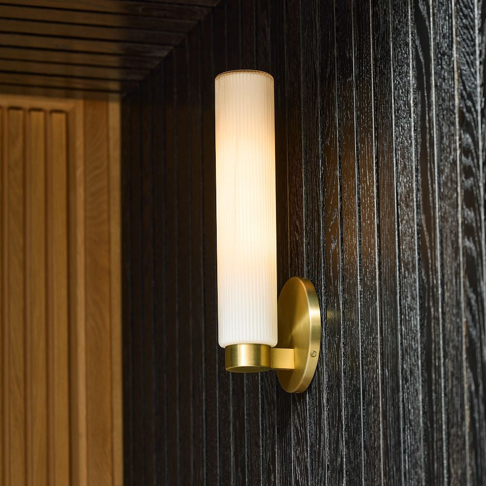 Rivora Fluted Glass Indoor Outdoor Sconce - Modern Wall Light for Home