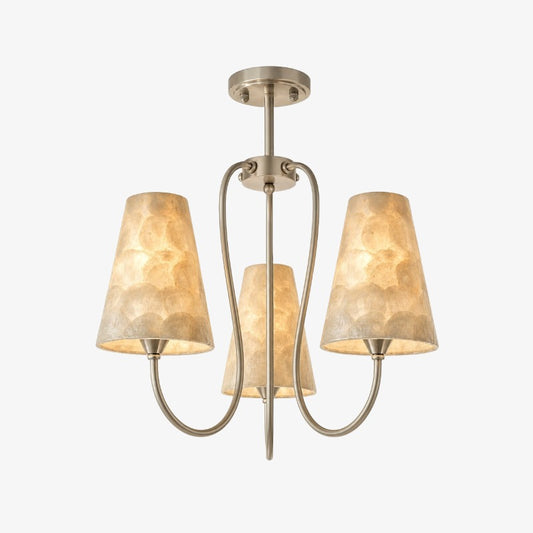 Lámpara colgante moderna Micahell de concha – candelabro escultórico de múltiples cabezas para sala de estar  