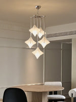 Load image into Gallery viewer, Art Deco Astris Star Chandelier – Frosted Glass Deco Fixture for Dining Room
