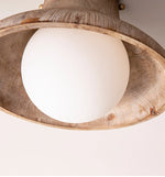 Cargar imagen en el visor de la Galería, Underside view of the wood shade and opal glass globe