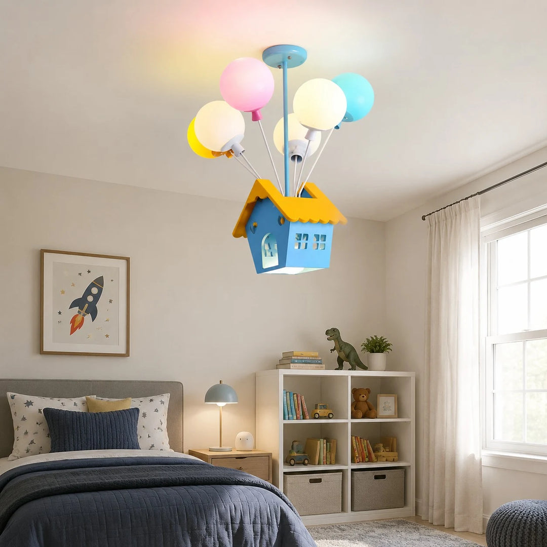Colorful Balloon House LED Pendant Light for Kids Rooms