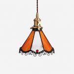Cargar imagen en el visor de la Galería, Orange stained glass single pendant light