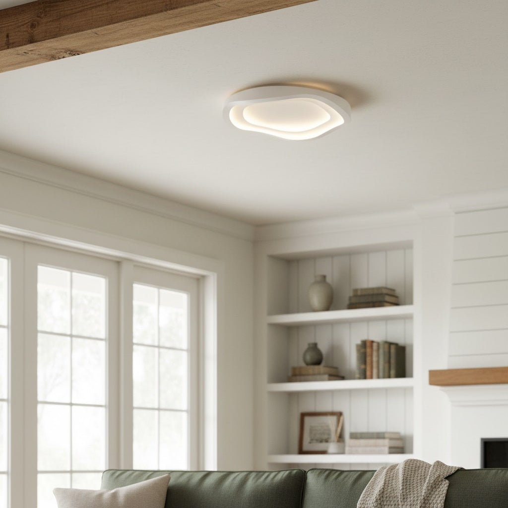Aeris Elionis LED Plafondlamp met Ripple-patroon – Minimalistische ijzeren en acryl opbouwlamp voor woonkamer