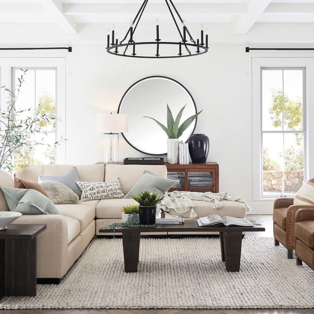 Rowan Modern Wagon Wheel Round Chandelier - Industrial Farmhouse Iron Lighting Fixture