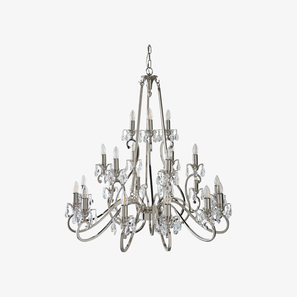 Talonis Kristall-Kronleuchter - Traditioneller Kerzenstil aus Messing und Nickel für Wohnzimmer und Esszimmer