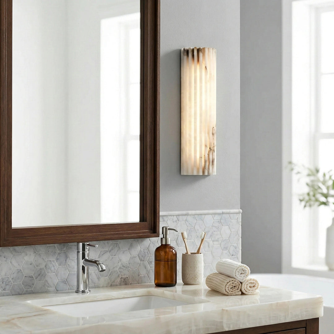 AlaVelle Contemporary Alabaster Wall Lamp – Minimalist Wall Light for Bedrooms and Hallways