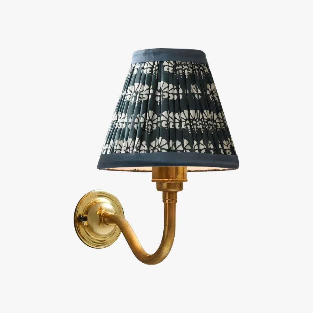 Cottaloy Vintage Fabric Curved Arm Wall Lamp for Living Room or Bedroom