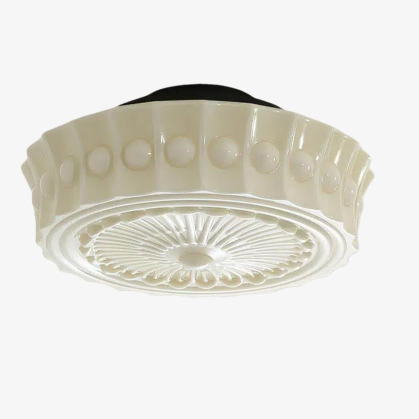 Dretta Vintage Klassieke Ronde Plafondlamp - Gesculpteerde Kunstglas Verlichtingsarmatuur voor Woonkamer U02