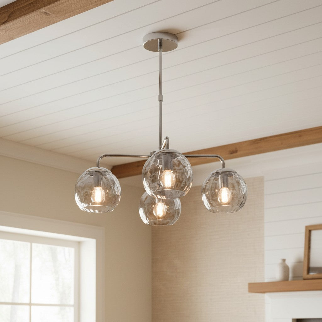 Suspension globe en verre Tracian style milieu du siècle pour salle à manger