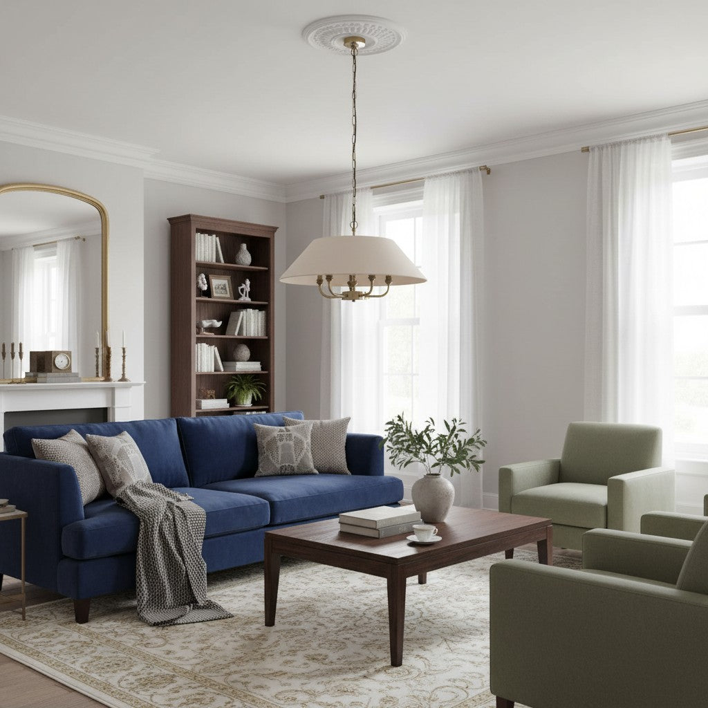 Lámpara colgante Zevatik con pantalla de lino – Diseño clásico de múltiples luces para comedor y sala de estar