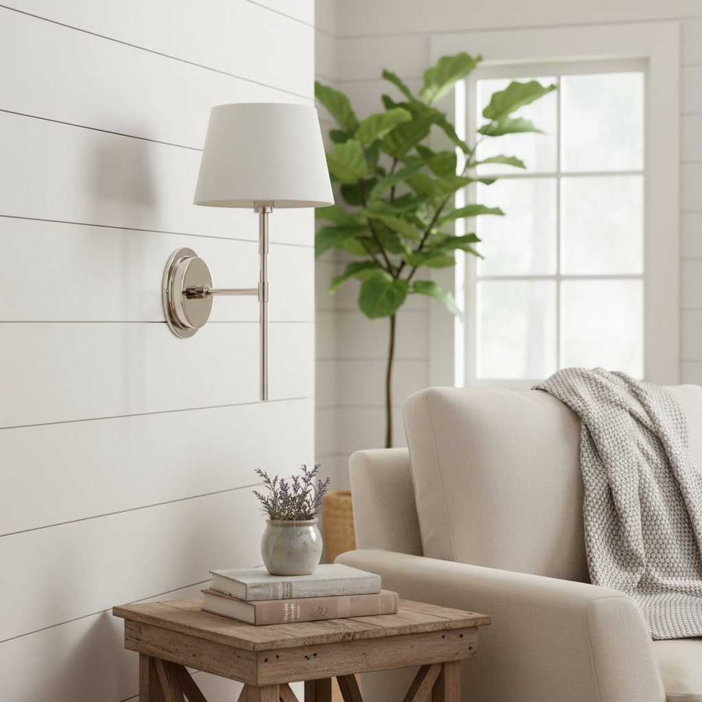 Cremaris metalen wandlamp met stoffen kap - tijdloze wandlamp voor binnenverlichting