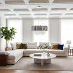 Charger l’image dans la visionneuse de la galerie, Virelia Suspension Contemporaine en Cristal – Luminaire Plafonnier à Abat-jour en Cristal Superposé pour Salle à Manger ou Salon