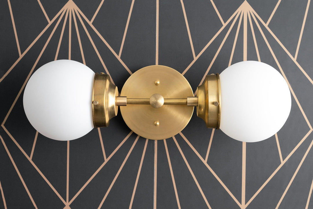 Lumio Globe Modern Geometric Sconce - Two Light Bathroom Vanity Lighting