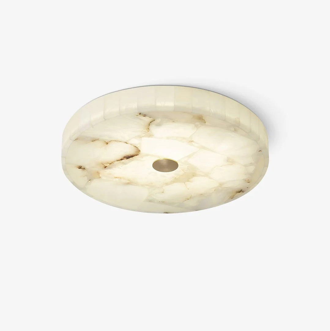 AlbaSphere Modern Round Ultra Thin Ceiling Lamp - Alabaster Contemporary Home Lighting