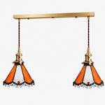 Cargar imagen en el visor de la Galería, Orange two-light stained glass linear pendant