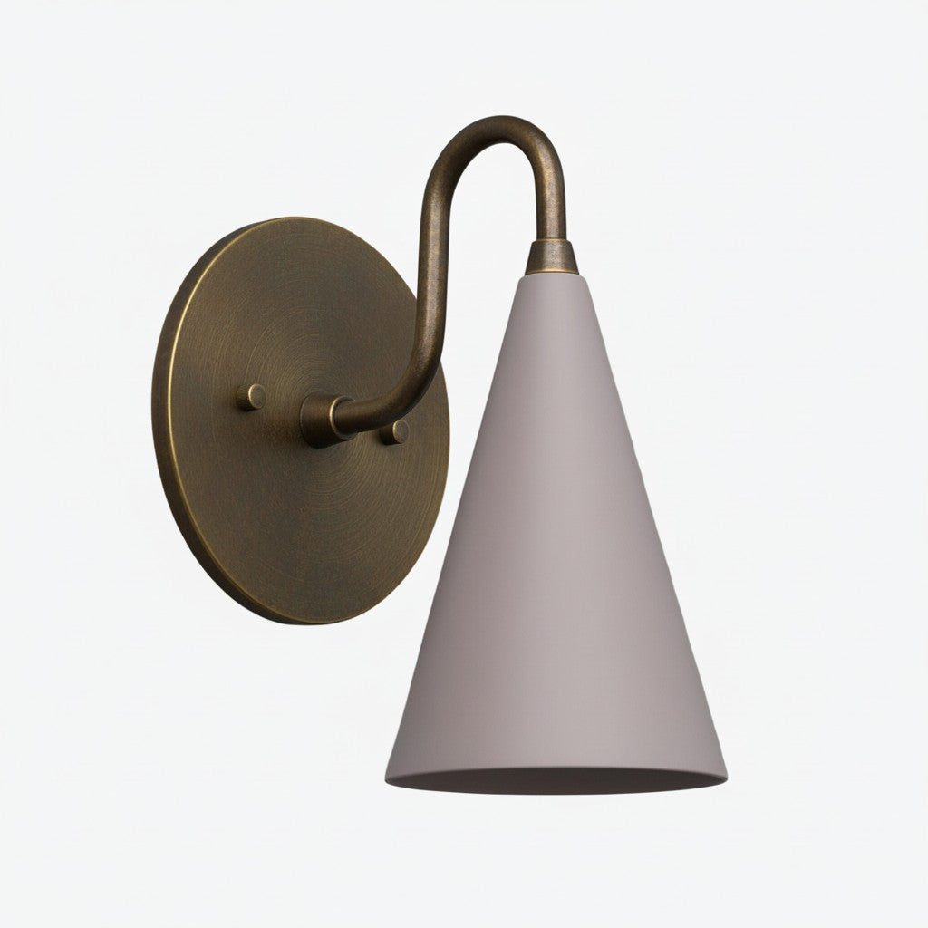 Curva Metal Cone Shade Sconce – Vintage Brass Wall Light for Entryway or Stairwell