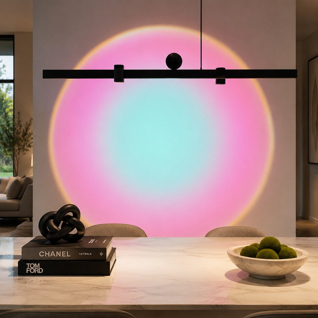 Lámpara colgante lineal para comedor con luz de lavado de pared