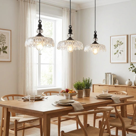 Verdoma Flower Glass Pendant Light - Vintage Floral Design for Living and Dining U01