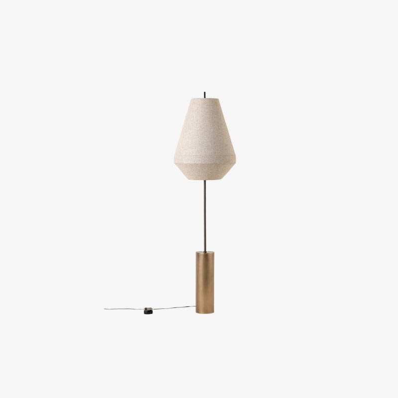 Zalen Floor Lamp - Layered Linen Pendant Design Aged Brass-Metal Lamp for Living Room