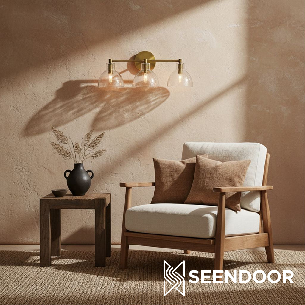 Glavira gerecyclede glazen dubbele wandlamp - binnen messing wandverlichting