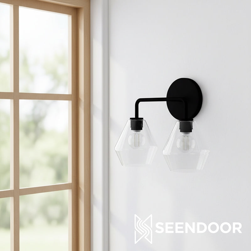 Merin Metal & Glass Sculptural Wall Sconce for Vanity & Bathroom