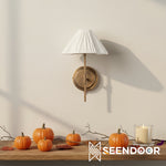 Load image into Gallery viewer, Nordlys Scalloped Pleated Shade Wall Sconce – Modern Linen Accent Light
