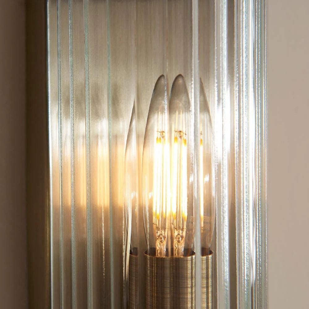 RibGlow Art Deco gerippte Glas-Wandleuchte – Vintage-inspirierte Wandlampe für Wohnzimmer