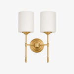 Carica l'immagine nella visualizzazione Galleria, Two-head vintage brass wall light, Style D with opal glass shades