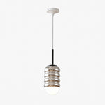 Cargar imagen en el visor de la Galería, Iron Pendant Lamp with Ribbed Shade - Cream Style Light for Bedroom