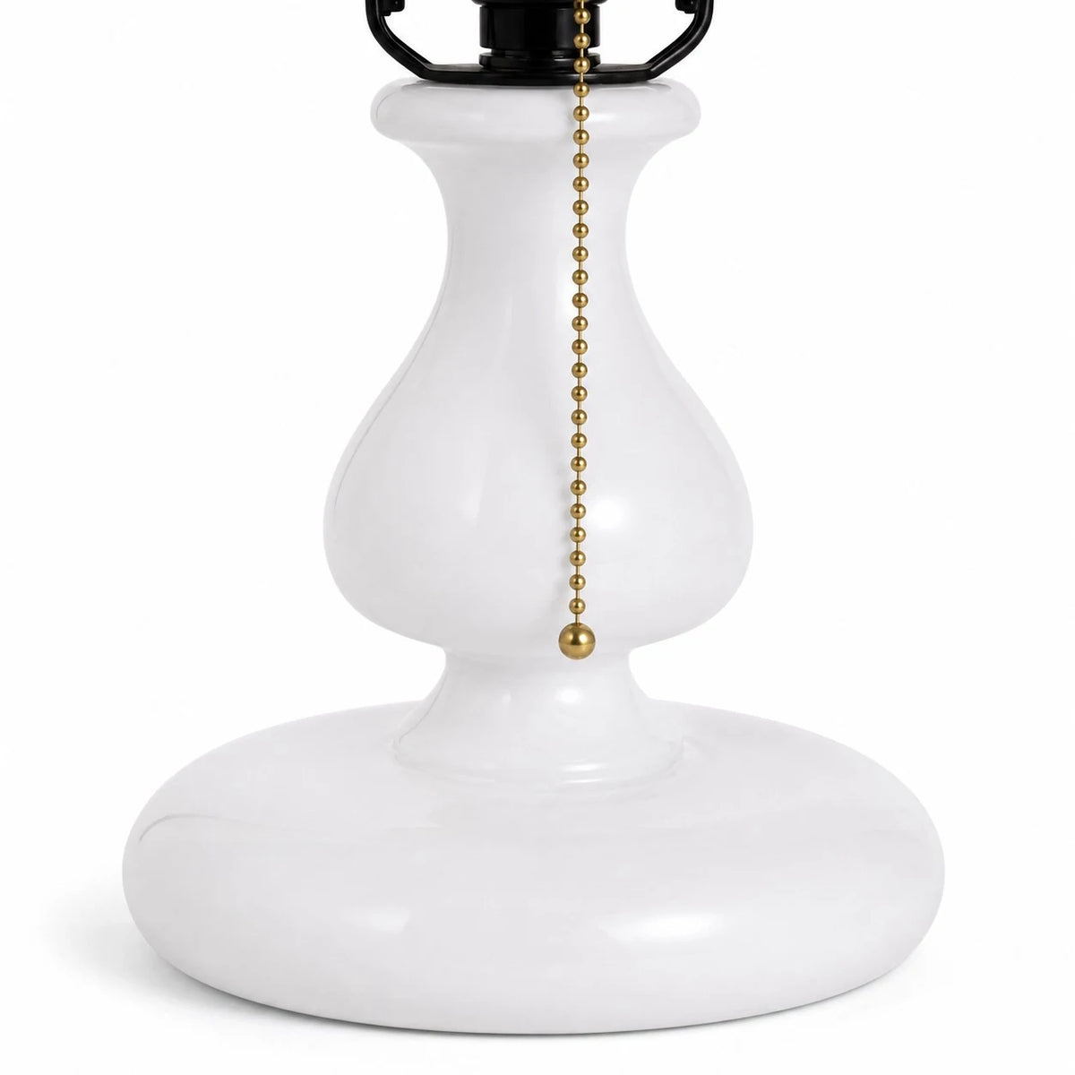 White pedestal lamp base with pull chain switch