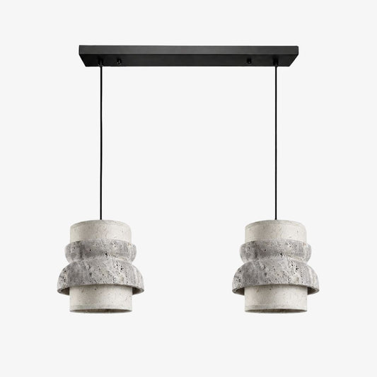 Style A gray travertine stone pendant light with two heads