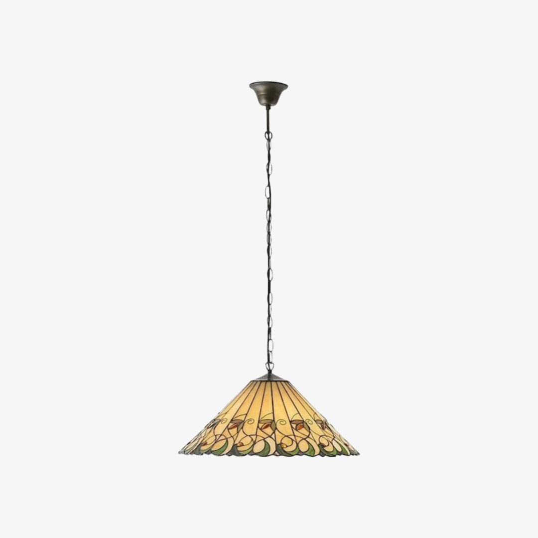 TF Jamelia Vintage Floral Stained Glass Dome Pendant Light for Dining Rooms