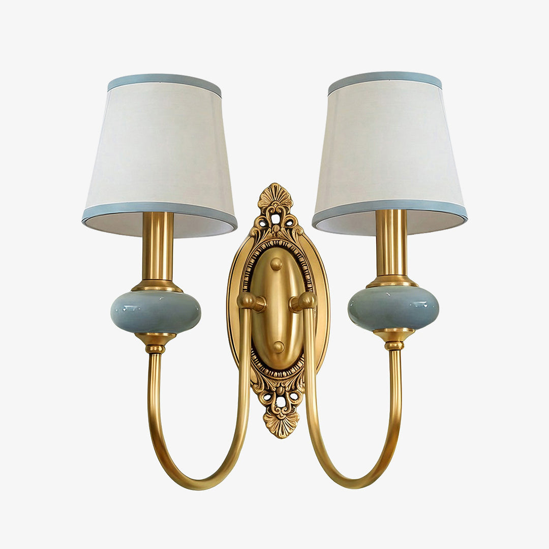 Rowanea Keramische Wandkandelaar met Stoffen Kap en Metalen Afwerking – Boerderij Moderne Ganglamp