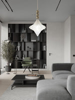 Load image into Gallery viewer, Art Deco Astris Elara Star Pendant Light – Frosted Glass Pendant with Geometric Style
