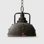 Cargar imagen en el visor de la Galería, Distressed black dome pendant lamp in dining room scene