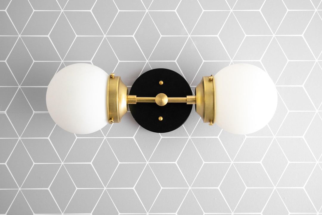 Lumio Globe Modern Geometric Sconce - Two Light Bathroom Vanity Lighting