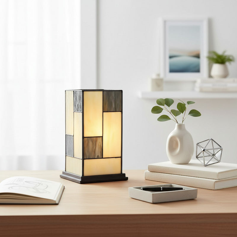 TF Manchester vierkante tafellamp - klassieke glas voor woonkamer en slaapkamer