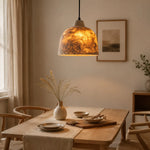 Cargar imagen en el visor de la Galería, Natural paper pendant light installed over a bright dining table