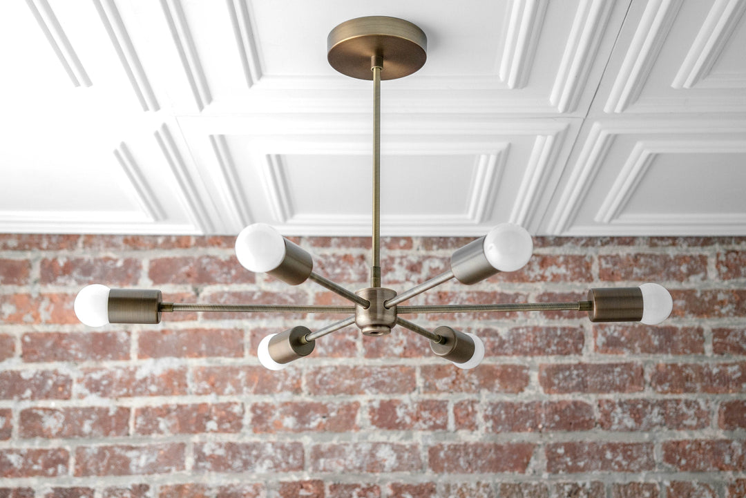 Mobilux Line Mid Century Modern Chandelier - 6 Heads Hanging Ceiling Light