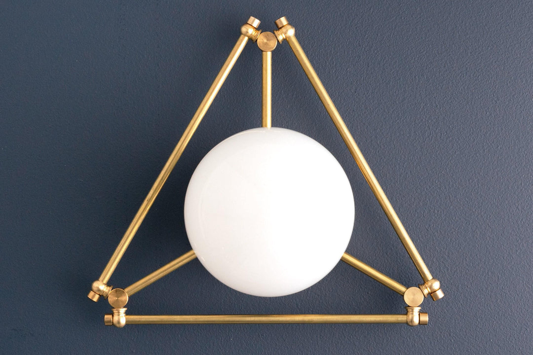 Glorica Glass Geometric Brass Pendant Light - Hand-Blown Globe Design