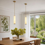 Load image into Gallery viewer, Nacrelith Capiz Shell Cylinder Brass Pendant Light - Nordic Bedroom Lighting