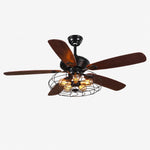 Carica l'immagine nella visualizzazione Galleria, Black A style wood blade ceiling fan light, 122 cm / 48″