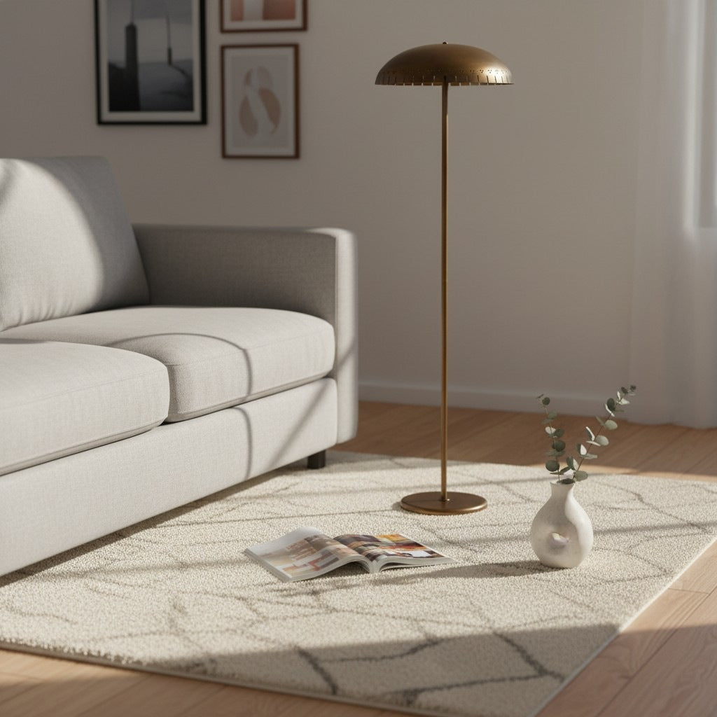 Lustrona metalen staande vloerlamp – moderne halfkoepel kap accentverlichting voor woninginrichting