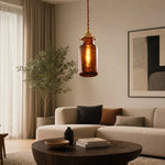 Cargar imagen en el visor de la Galería, Amber brown glass pendant lamp room scene